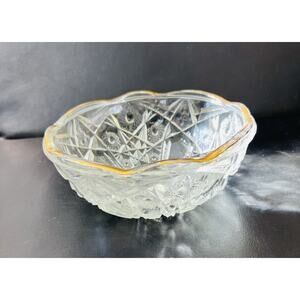 Rare Vintage McKee Glass Toltec Prescut Gold Bowl-